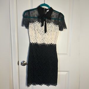 Sandro Paris black and white lace dress size 1